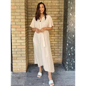 NWT Zara Tan Belted Midi Shirt Dress